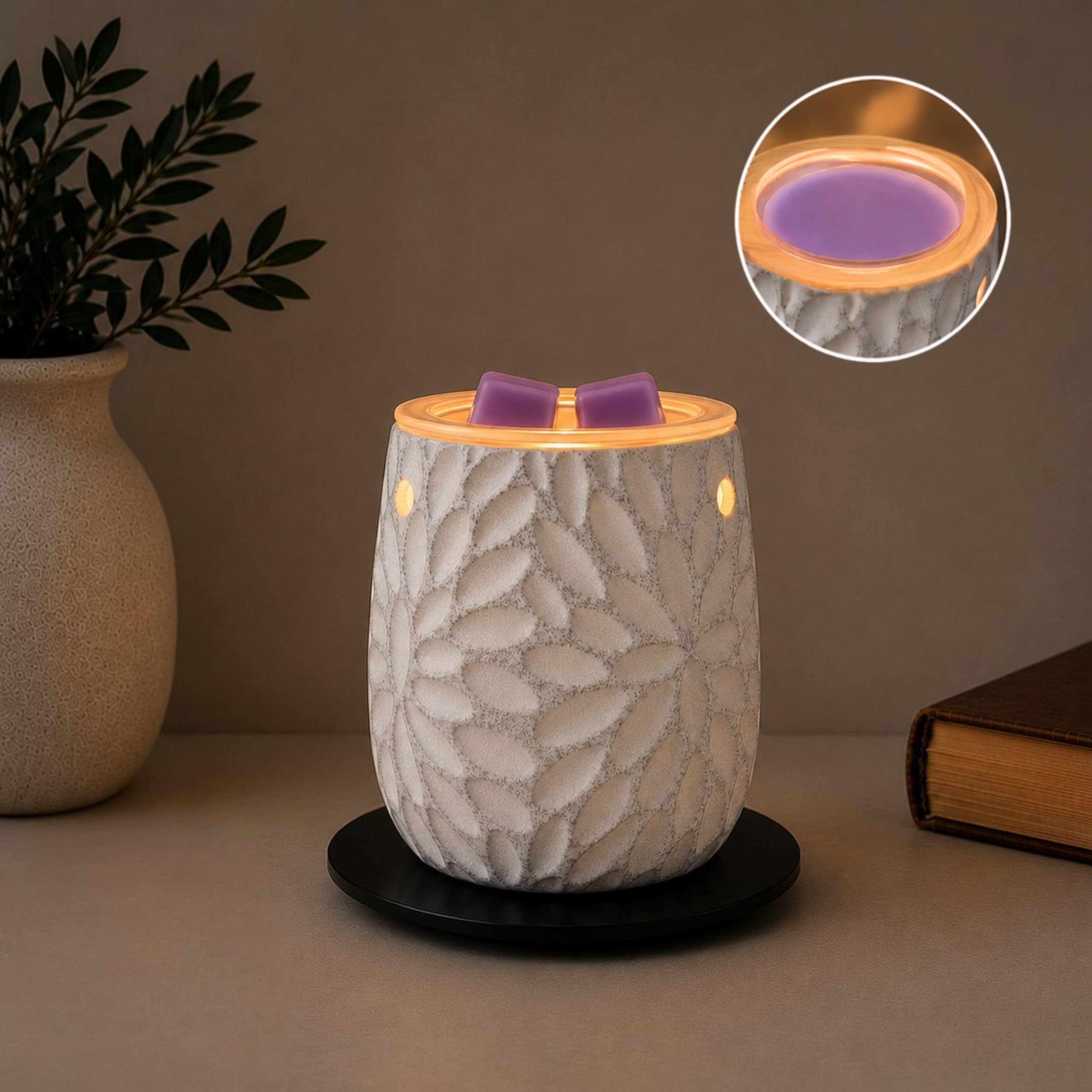 Scentsationals Kristy - Decorative White Wax Warmer for Scented Wax Melts