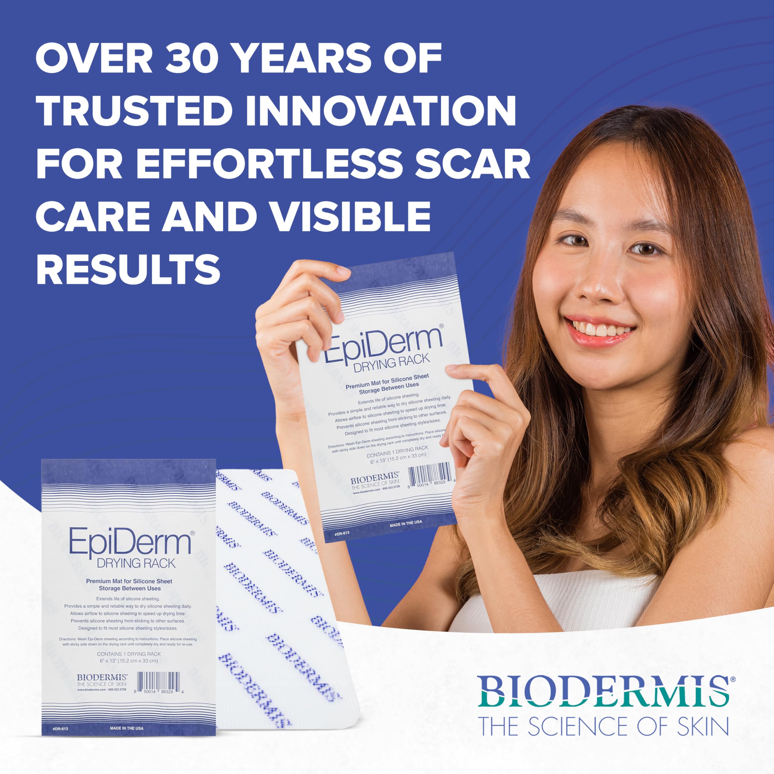 Epiderm Drying Rack - Extends the Life of Silicone Scar Sheets - Promotes Quick & Hygienic Drying & Proper Storage - Prevents Sticking, Durable & Non-Adhesive - Fits Most Silicone Sheeting - 6"x13"