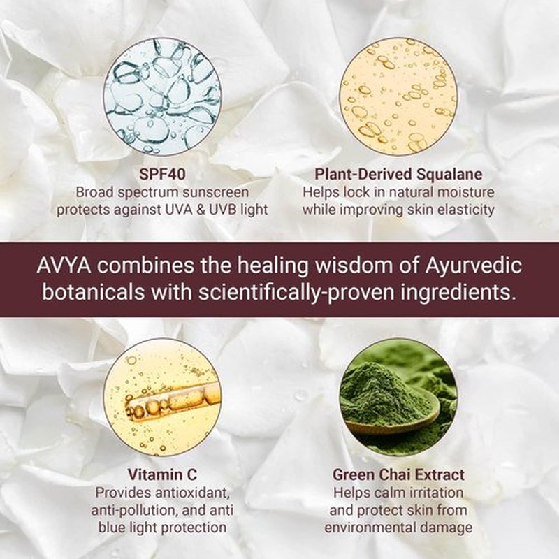 AVYA SPF 40 Sheer Tinted Moisturizer - Hydrating Hyaluronic Acid & Green Chai for Brighter Skin | Fair & Light Shade (1.7oz/50ml)