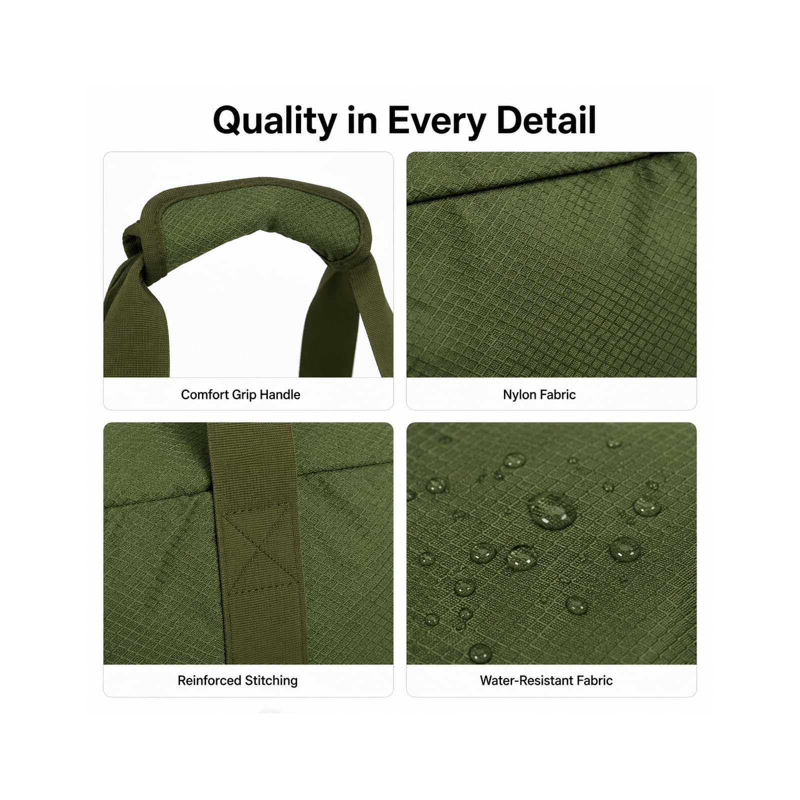 Vimapo Foldable Travel Duffle Bag with Trolley Sleeve 40L Capacity, Lightweight Packable Travel Duffel Bags with the Keyhole Zipper, Weekender Overnight Nylon Carry on Bag for Men & Women, Army Green