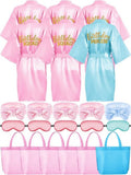 Sintuff 24 Pcs Girls Spa Birthday Party Supplies for 6-12 Years Girls Robes Sleepover Party Supplies Kids Robes Slumber Bulk(Size 10,Sky Blue Birthday)
