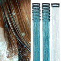 Hair Tinsel 12 Pcs Clip in Hair Tinsel Kit for Girls 20.5 Inch Glitter Shiny Sparkly Fairy Tinsel Hair Extensions Heat Resistant Party Festival Accessories for Women Kids (Peacock Blue)