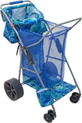 Tommy Bahama Beach Cart - Deluxe Folding Caddy for Towels & Accessories | Holds 48-Quart Cooler & 4 Chairs - Blue