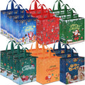 AhfuLife 18PCS Extra Large Christmas Gift Bags, 15''x13.7''x5.9'', Christmas Tote Bags with Handles, Reusable Non-woven Shopping Bags for New Year, Xmas's Party Supplies Decorations