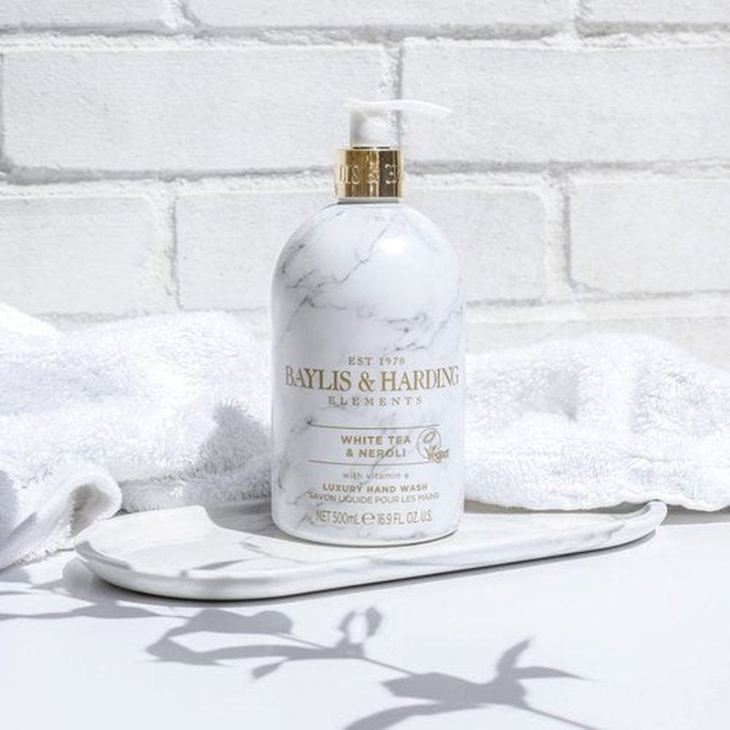 Baylis & Harding Liquid Hand Soap Wash with Dispenser, Elements, White Tea & Neroli, 16.9oz/500ml