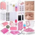 Pretty memory Eyelash Extension Kit for Beginners, 343 Pcs Lash Extension Kit with Everything Includes 2 Mannequin Heads Facial Mister Tweezers Glue USB Fan for Practice Training