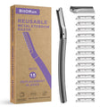 Eyebrow Razor with 16 Blades, Metal Razors for Women and Men,Dermaplane Razor for Women Face, Facial Hair Removal for & Eyebrow Hair Removal (Black)