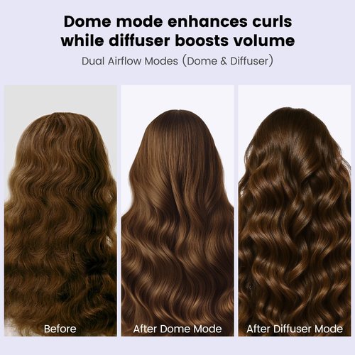 PUREGUST Wave Curl Diffuser Attachment for Dyson Airwrap HS01 HS05, for Air Wrap Id HS08, Two Airflow Dome Diffuse Modes, Hair Diffuser to Dry Hair Quickly and Enhance Curl