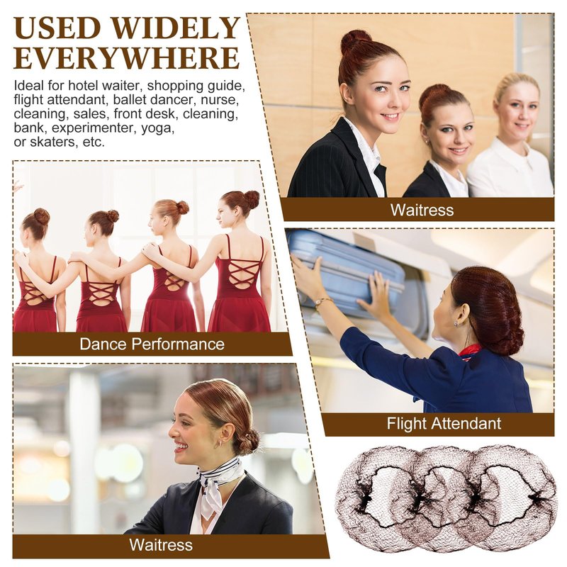 Yuxung 500 Pcs Hair Nets - Bulk Nylon Hair Nets for Women, 24 Inches, Elastic Edge Mesh, Invisible for Food Service, Ballet Dance, Kitchen(Brown)