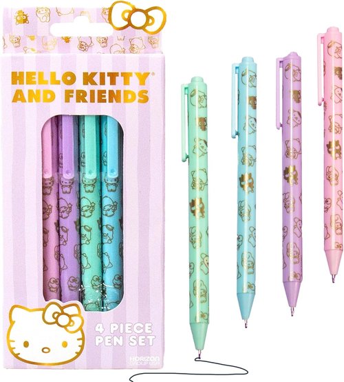 Hello Kitty & Friends 4-Piece Pen Set - My Melody & Kuromi | Cute School & Office Supplies