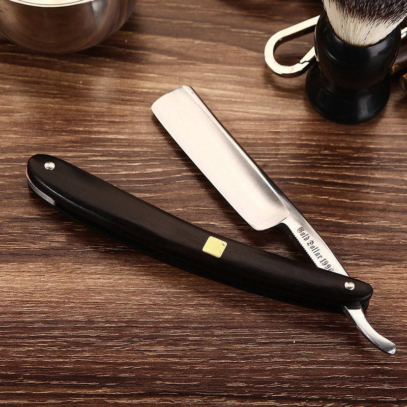 GOLD DOLLAR straight razor wooden scale vintage razor for men & barber shaving ready without stabilizer