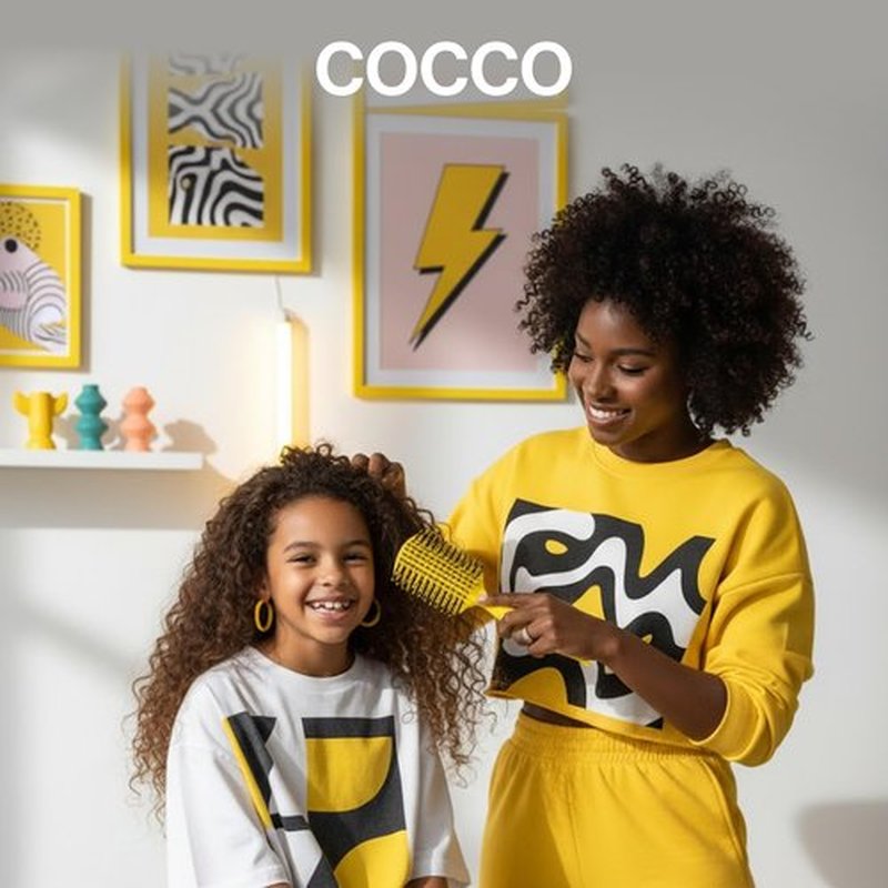 COCCO Aura Vent Boar Brush | Vented Dual-Curved Design for Faster Drying, Effortless Detangling & Shine, Boar + Nylon Bristles, Ergonomic Comfort Handle for Wet & Dry Hair Styling - Yellow