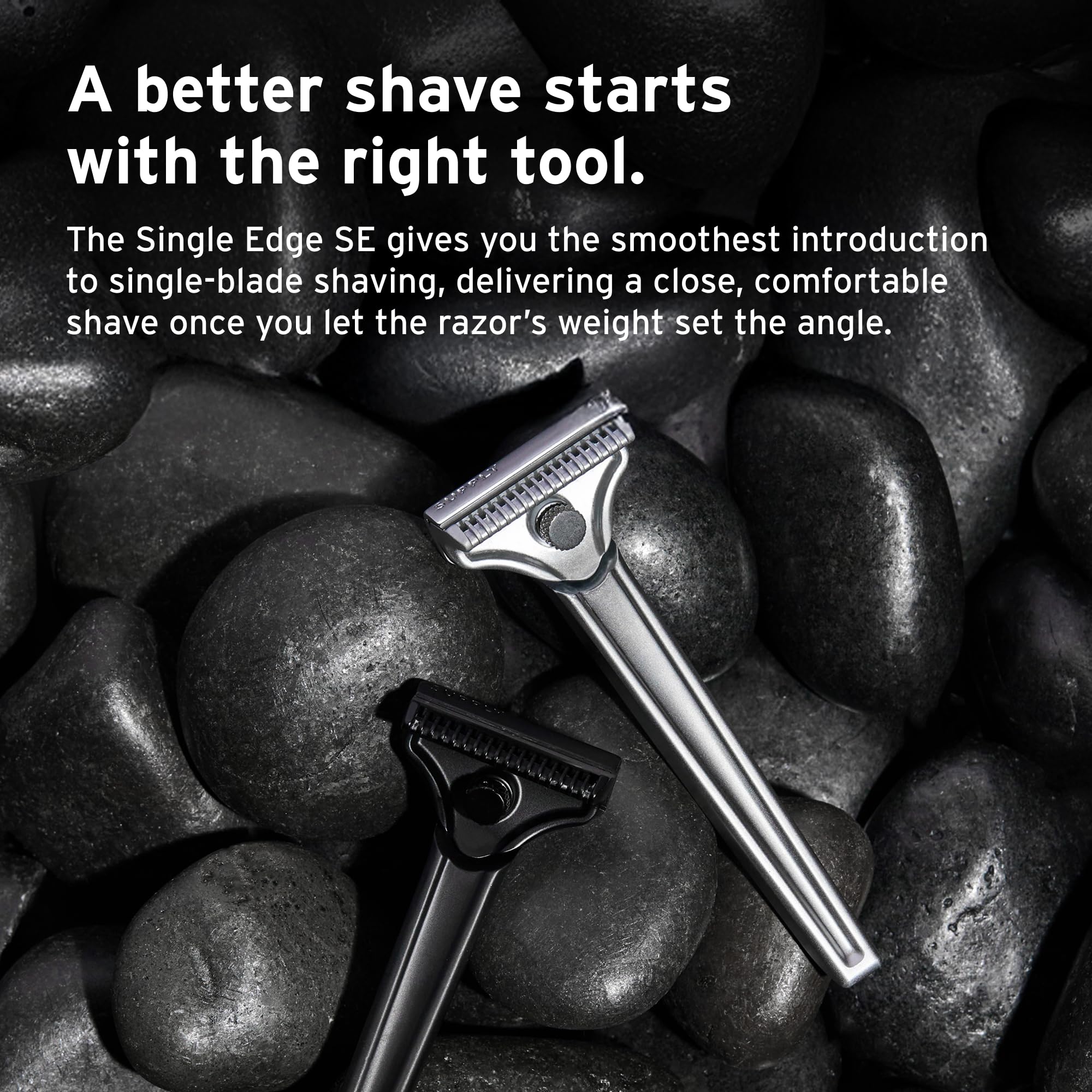 SUPPLY Single Edge SE Blade Refills for Men – Pack of 8 Japanese-Made Black Label Injector Razor Blades – Fits the SUPPLY SE Razor, 10-12 Shaves Each