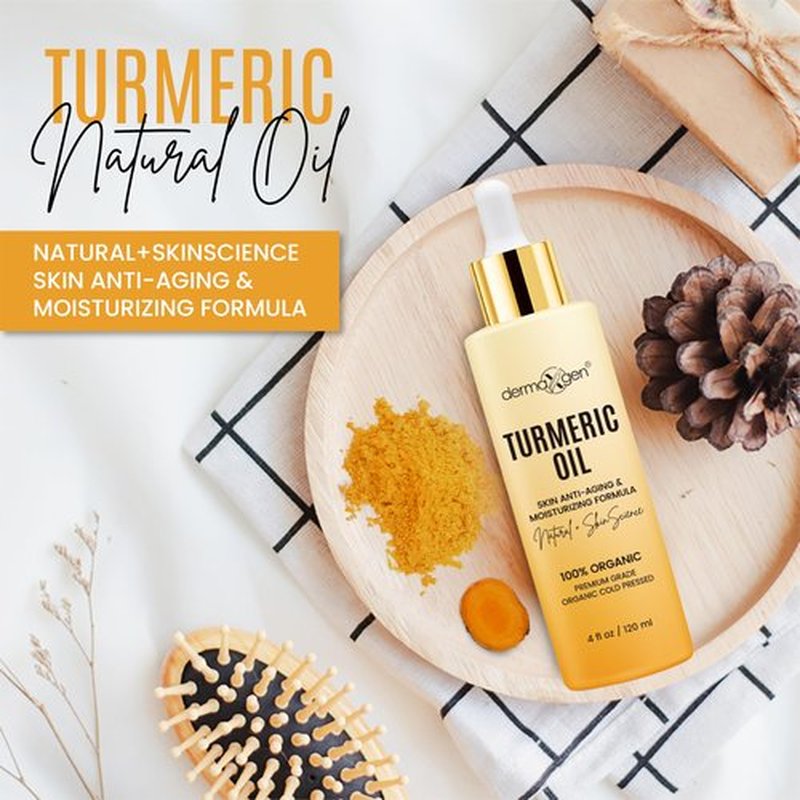 DERMAXGEN Organic Turmeric Oil for Skin Lightening – Turmeric Face Oil for Dark Spots, Anti-Aging & Hydrating Dry Skin – Glow Moisturizer for Face, Neck & Eyes (2 FL OZ / 60 ML)