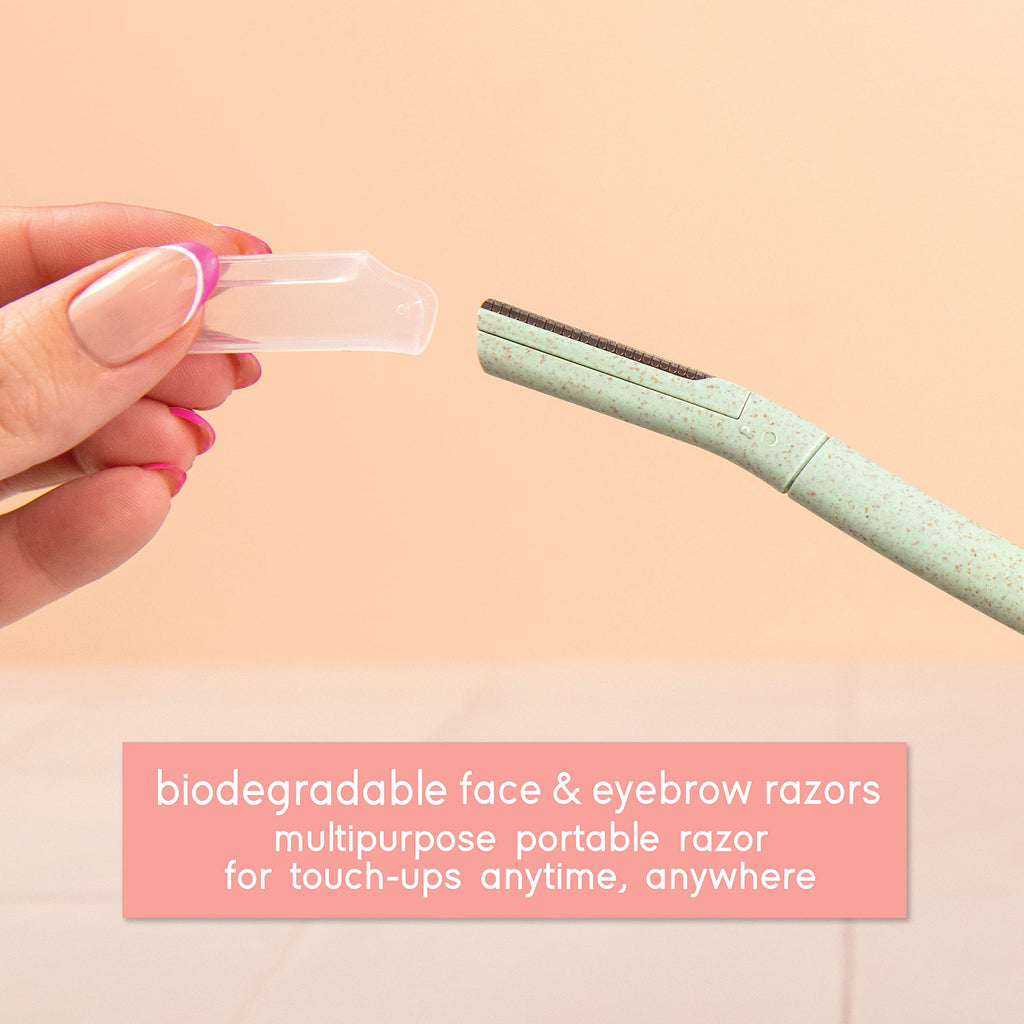 TADA Natural Beauty Biodegradable Dermaplaning Tool 12pk, Face Eyebrow Face Razors, Face Shaver & Exfoliating (Pink)
