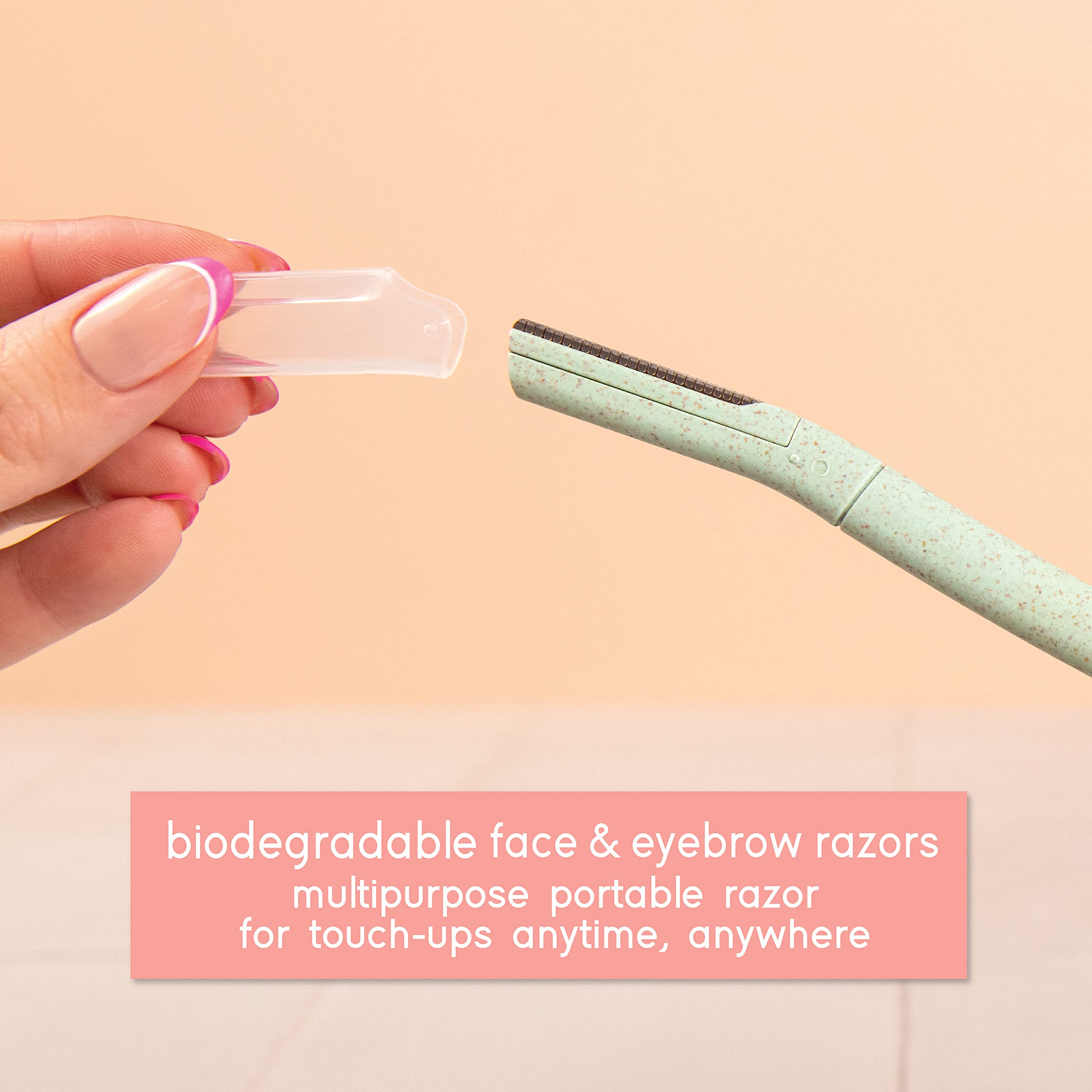 TADA Natural Beauty Biodegradable Dermaplaning Tool 12pk, Face Eyebrow Face Razors, Face Shaver & Exfoliating (Pink)