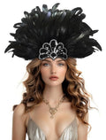 JEGERMIG Black Feather Sequin Headwear Carnival Headpiece Showgirl Cosplay Accessories for Women