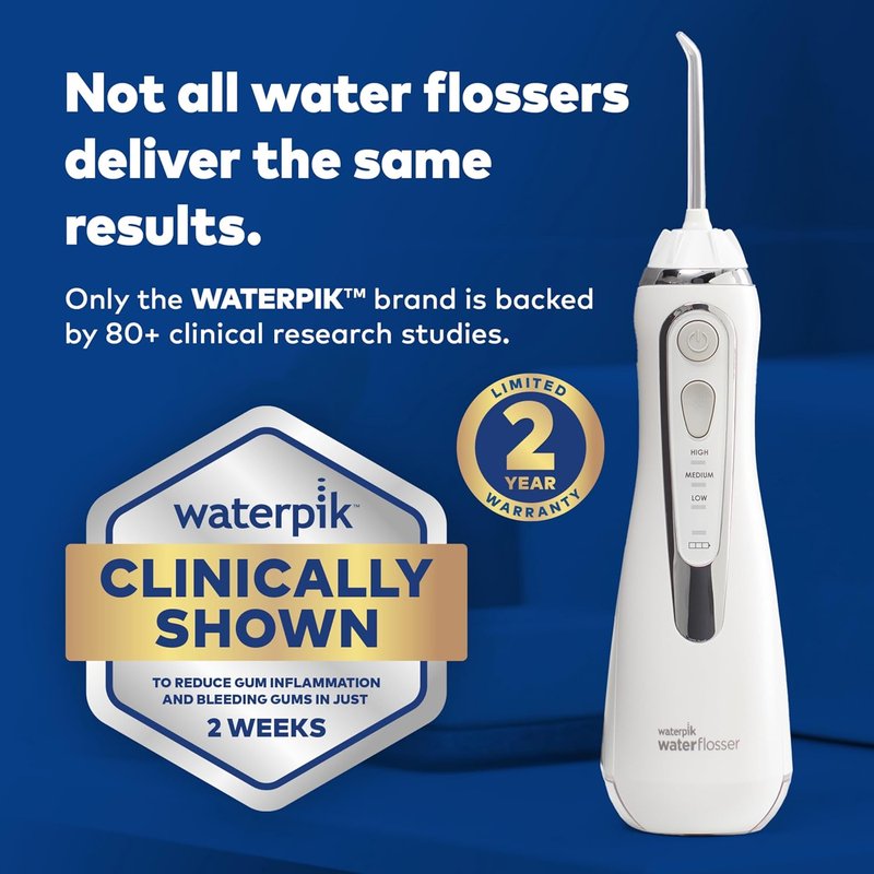 Waterpik Cordless Advanced 2.0 Water Flosser - Portable Dental Care with Travel Bag & 4 Tips, Black