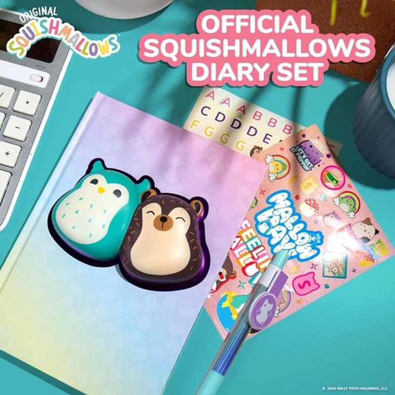 Squishmallows Original Diary Set - Fun Journaling Kit with Stickers, Pen & Sketchbook for Kids | 5x7 Size