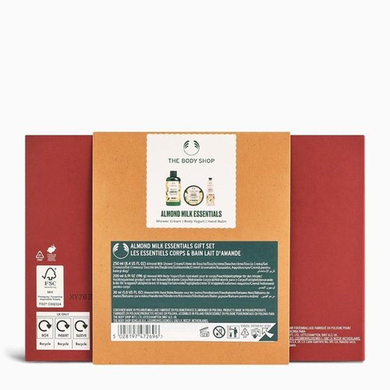 The Body Shop Almond Milk Essentials Set - Shower Cream, Hand Balm & Body Yogurt for Dry Skin