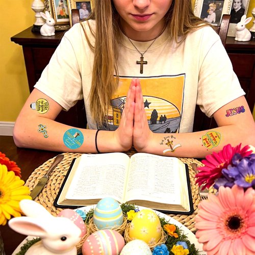 132 Pieces Bible Verse Religious Christian Temporary Tattoos Stickers,20 Sheets Bible Themed Tattoos Stickers Party Decoration Supplies for Adults