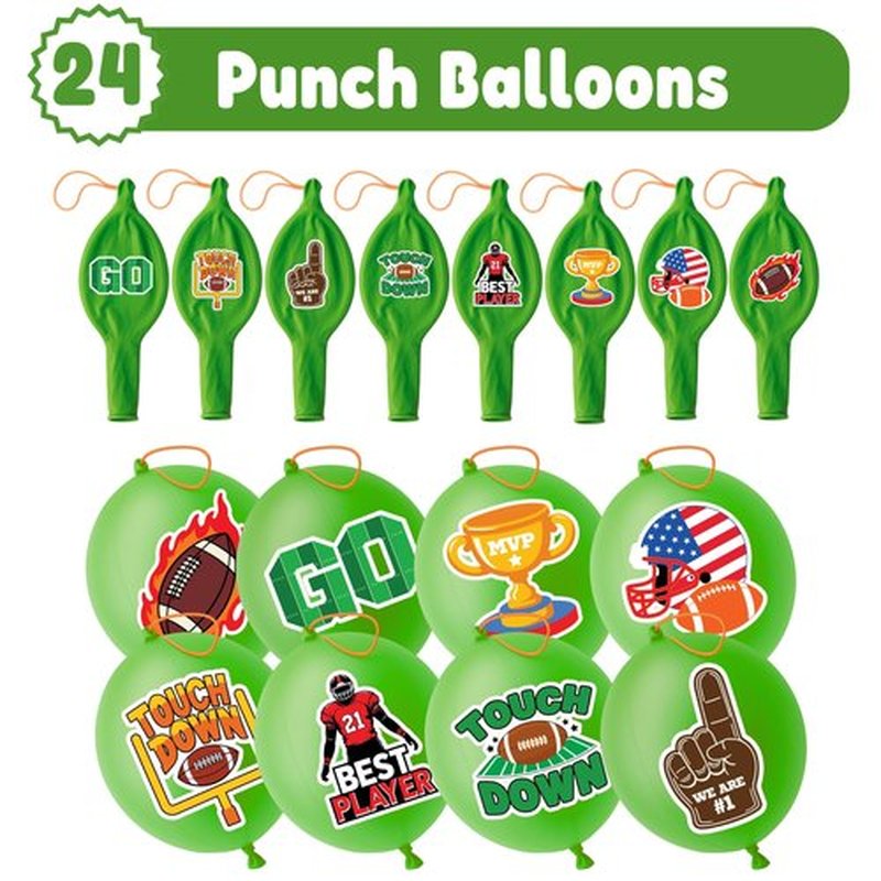 72 PCS Football Party Favors – 48 Pre-Cut Temporary Tattoos & 24 Football Punch Balloons Themed Birthday Party Decorations Supplies Favors Gifts Goodie Bag Fillers Classroom Rewards for Boys Girls