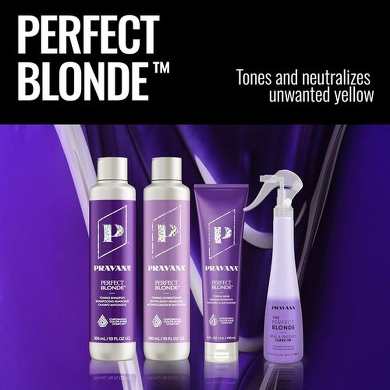 Pravana The Perfect Blonde Purple Toning Shampoo - Neutralizes Brassiness & Enhances Shine | Vegan, Sulfate-Free