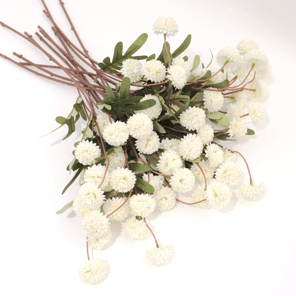 12Pcs Fake Kiku Flowers, Artificial Small Chrysanthemum Balls with Stems, Faux Silk Mini Pompon Mums for Vase Floral Arrangement DIY Bouquets Wedding Party Table Centerpieces Home Decor (No Vase)