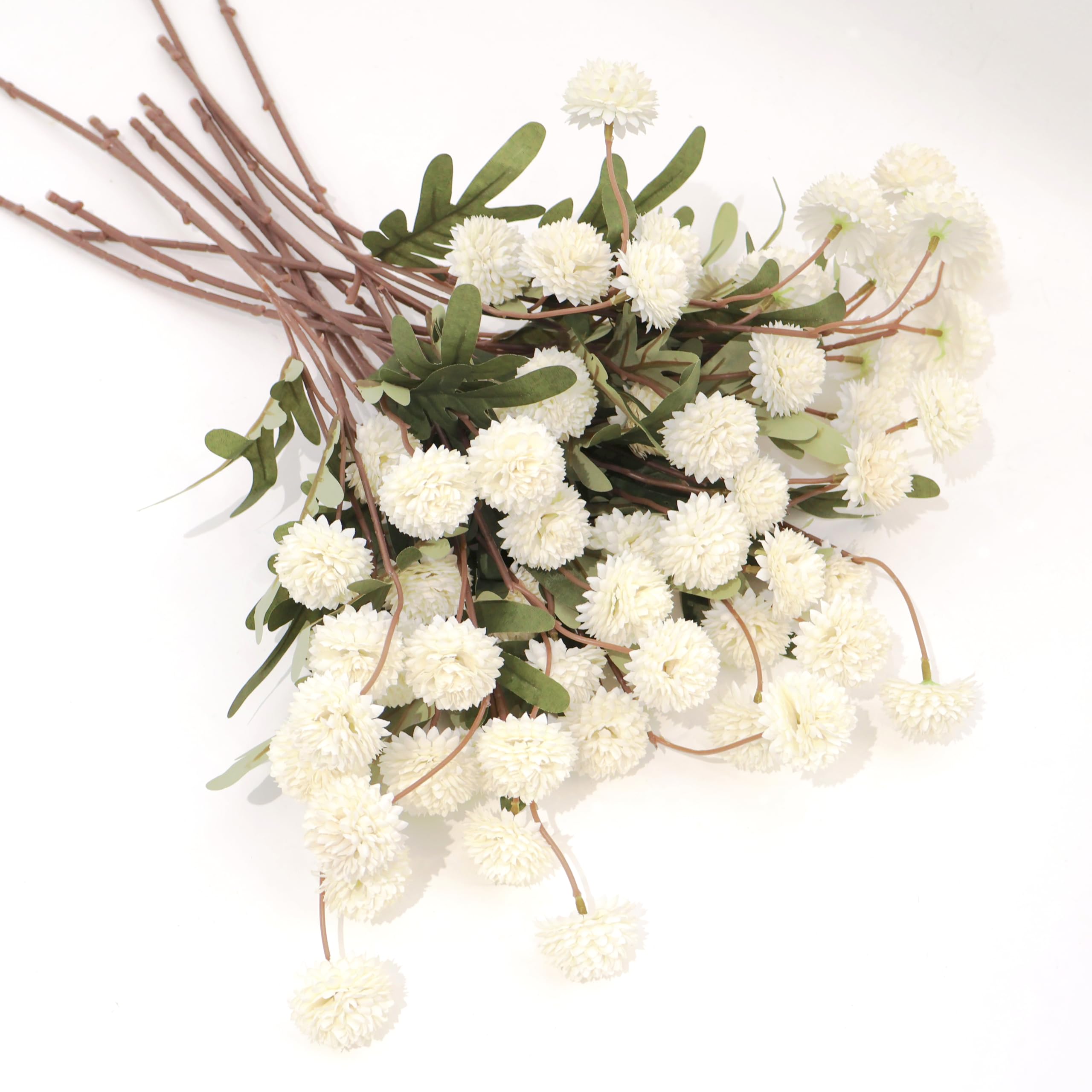 12Pcs Fake Kiku Flowers, Artificial Small Chrysanthemum Balls with Stems, Faux Silk Mini Pompon Mums for Vase Floral Arrangement DIY Bouquets Wedding Party Table Centerpieces Home Decor (No Vase)
