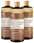 Dr. Jacobs Naturals Pure Castile Soap Liquid Body Wash, Sandalwood - Plant Based Soap Infused with Vitamin E and Aloe Vera to Moisturize Dry and Sensitive Skin - Made in The USA - 32 oz, Pack of 3