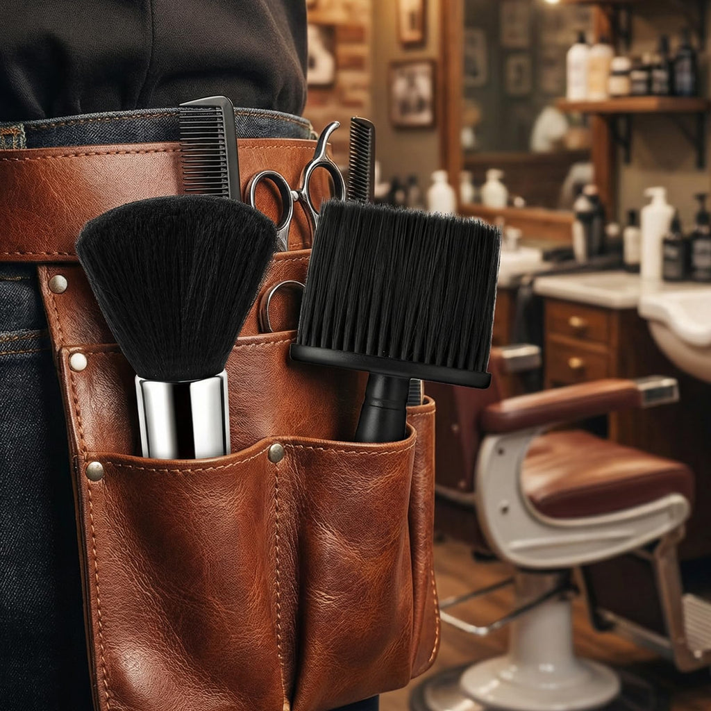Barber Brush And Neck Duster Set - 2 Pcs Professional Barber Brushes Soft Barber Neck Duster, for Cleaning, Hair Cutting, Hair Stylist Tools and Salon Supplies