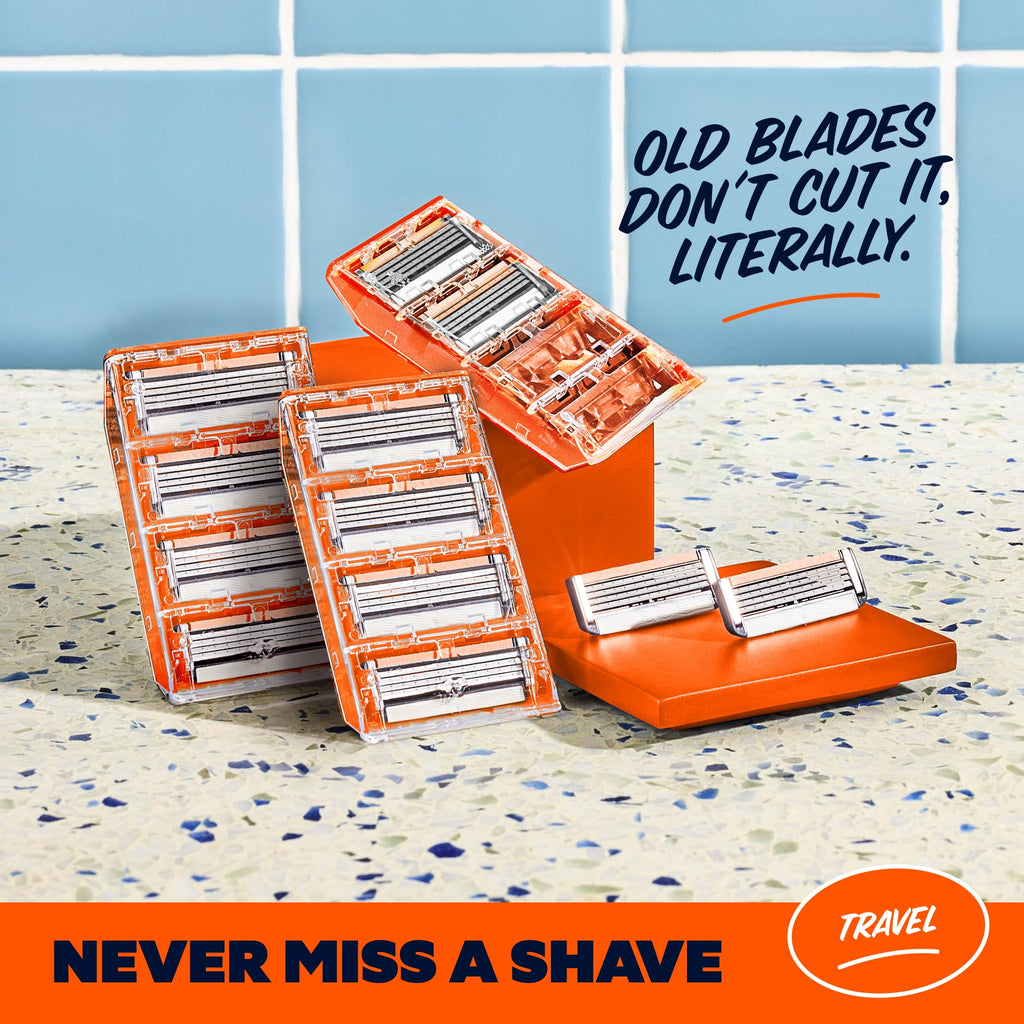 Dollar Shave Club | Travel Shave Set | 4 Swift Rinse Refill Cartridges, 1 Handle (Green), 1 Razor Cover