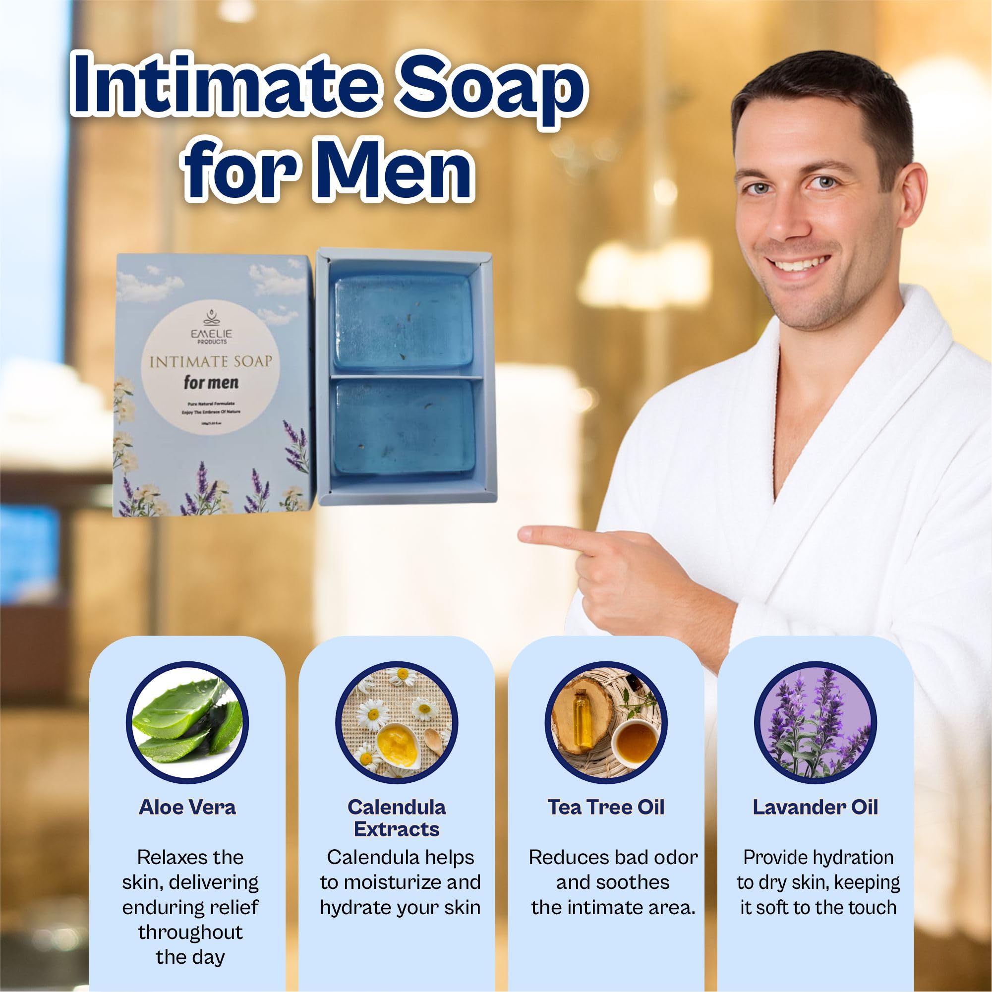 Men’s Intimate Bar Soap pH Balanced – 2 Pack (100g Each) Cold Process Botanical Cleanser – Gentle Daily Intimate Wash for Men with Natural Ingredients, Premium Intimate Hygiene for Daily Use