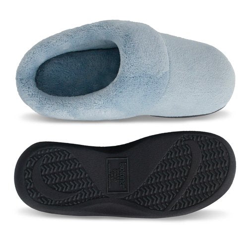 isotoner Women's Classic Clog Slippers with Memory Foam Comfort and Non-slip Sole Slipper, Blue Fog, 7.5-8