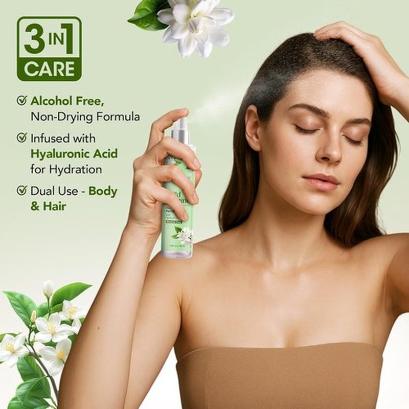 Botanic Hearth Jasmine Hair Perfume & Body Mist - Long-Lasting Alcohol-Free Scent, 3.4 Fl Oz