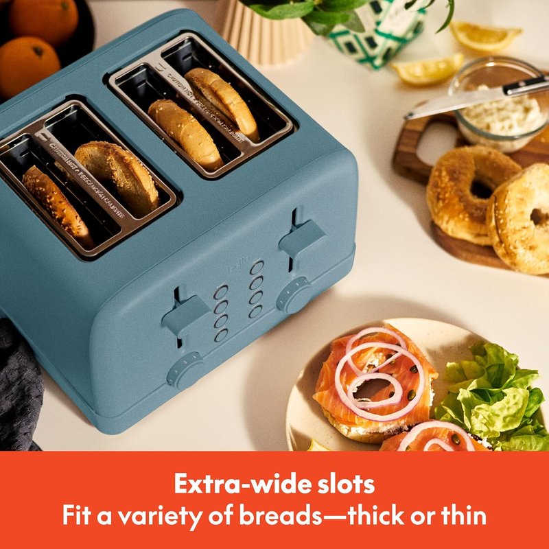 Bella 4-Slice Toaster - 6 Setting Shade Control, Reheat & Cancel Buttons, Removable Crumb Tray | 900 Watt, Surf Color