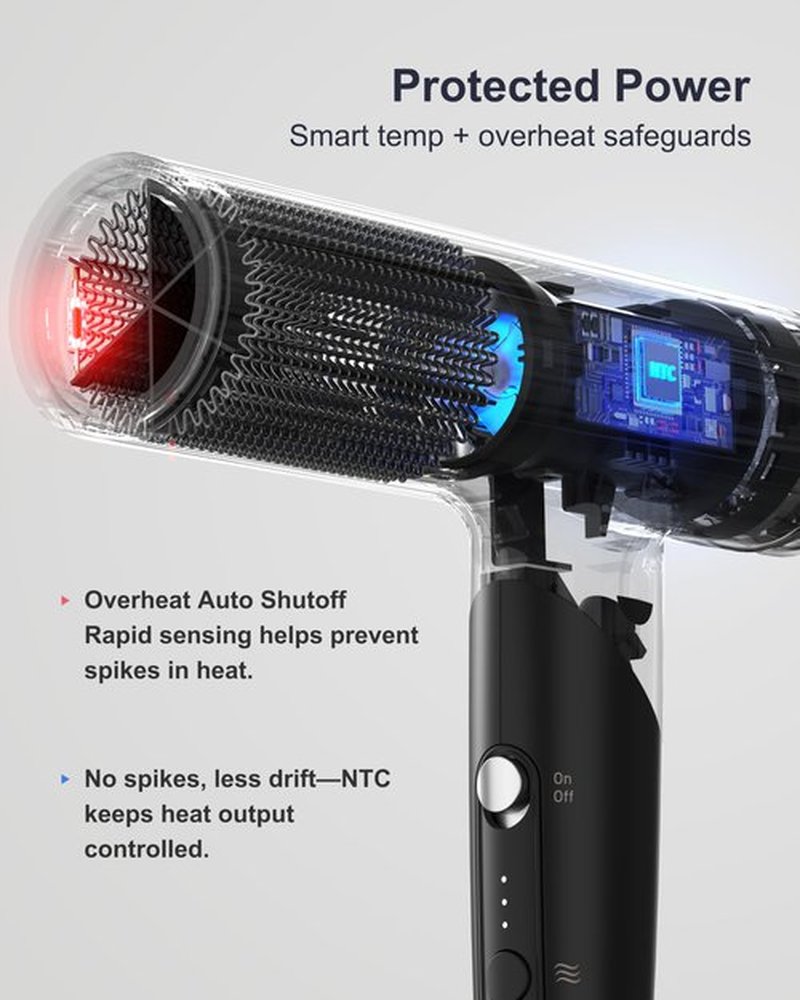 Annlary Hair Dryer, Blow Dryer with Diffuser for Curly Hair | Plasma Ionic Hairdryer for Frizz Control | Low Noise | Foldable for Travel | 6.5Ft ALCI Cord | Magnetic Nozzle for Faster Drying