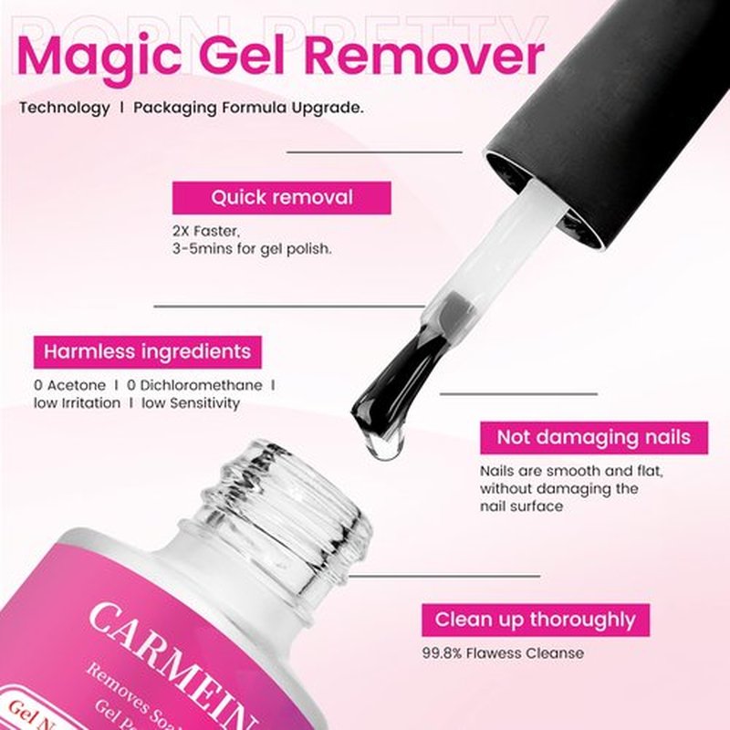 CARMEIN Gel Nail Polish Remover,Professional(2-pack), 15ml/0.5 fl oz, Liquid Formula, Paraben-free, For Natural and Long-lasting Gel Polish Removal for Nail.