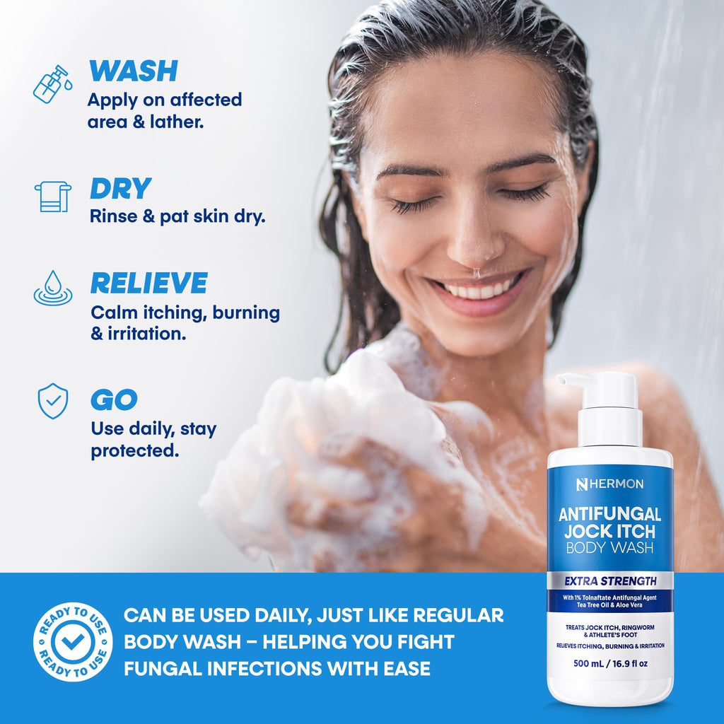 Hermon Antifungal Body Wash for Jock Itch (2 Packs Body Wash)
