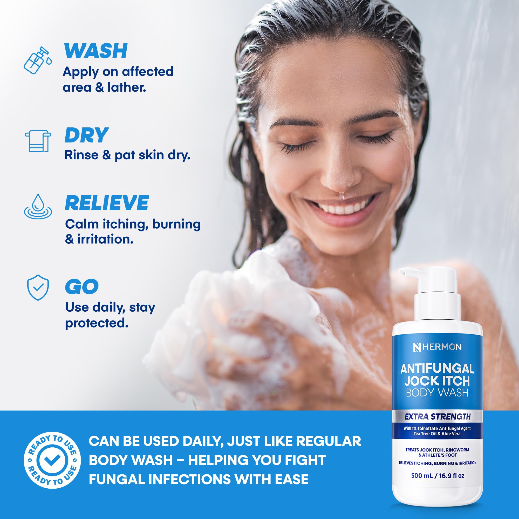Hermon Antifungal Body Wash for Jock Itch (2 Packs Body Wash)