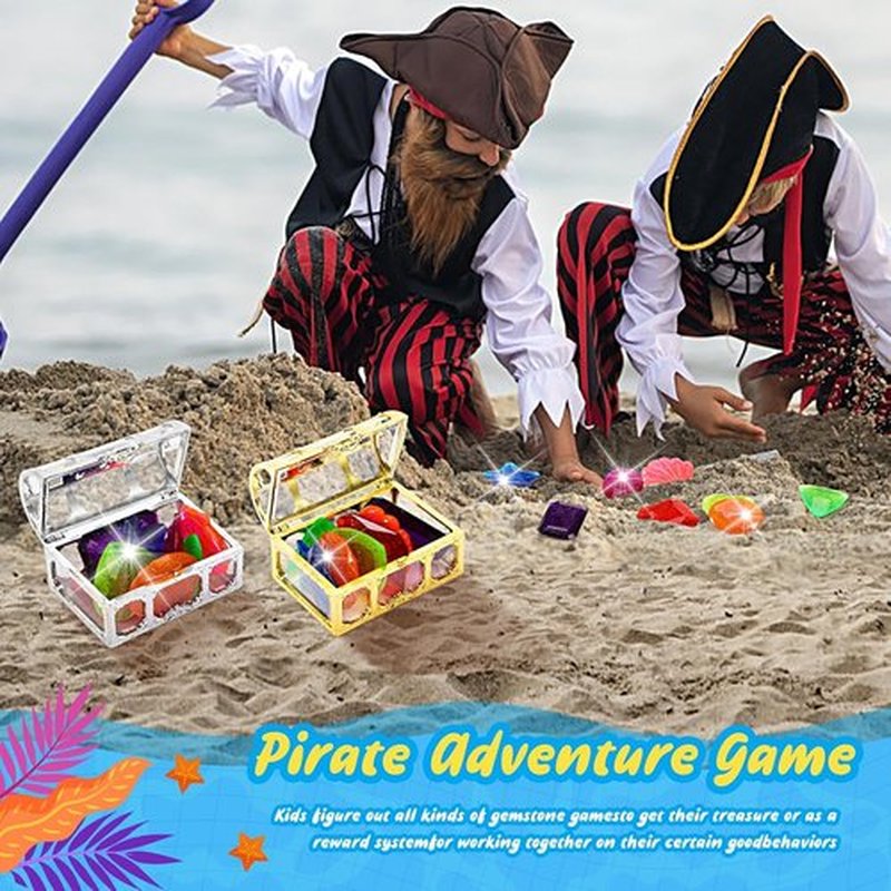 MARFOREVER 18 Pcs Diving Gem Pool Toys - Colorful Sinking Crystals with 2 Treasure Chests for Summer Fun