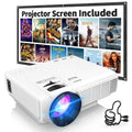PANSEBA 1080P Mini Projector with Screen, Portable Home Theater Movie Projector with Two-Way Bluetooth, HDMI/USB Input for Smartphone/TV Stick, Ideal for Indoor & Outdoor Use, White