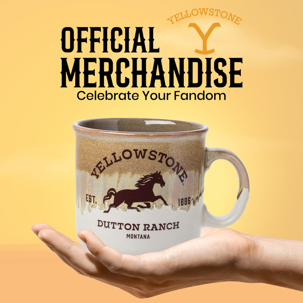 Silver Buffalo Yellowstone Dutton Ranch Montana Reactive Glaze Ceramic Camper Mug, 20 Ounces