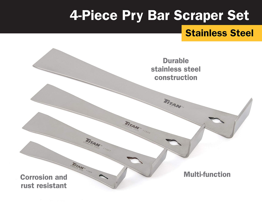 Titan 17009 4-Piece Stainless Steel Pry Bar Scraper Set