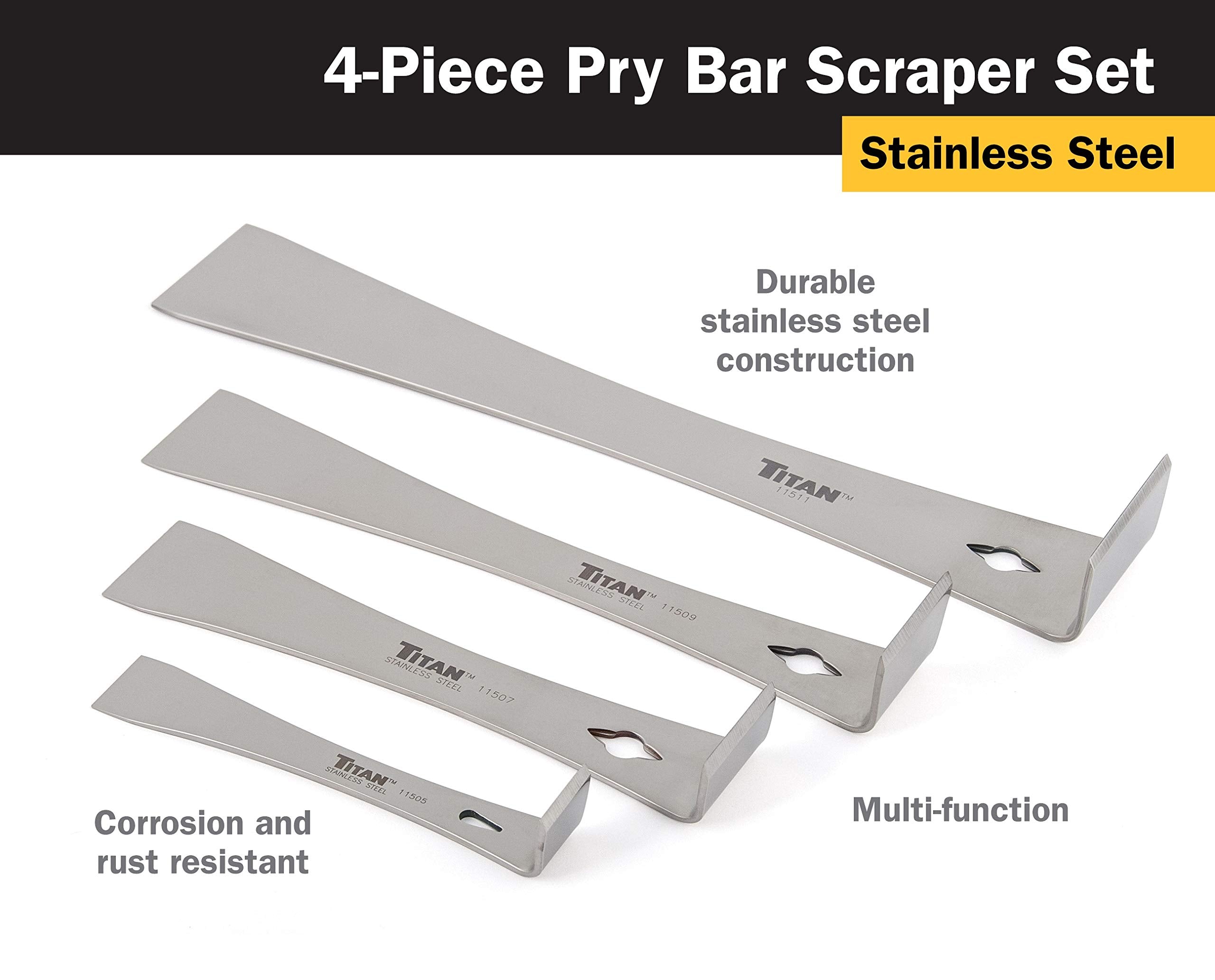 Titan 17009 4-Piece Stainless Steel Pry Bar Scraper Set