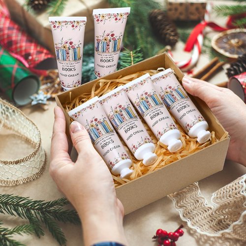 Leelosp 48 Pcs Book Club Gift Bulk Mini Hand Cream Travel Size Lotion Book Lover Gift for Women Member for Dry Cracked Hands