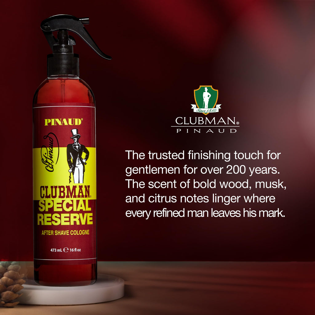 Clubman Special Reserve After Shave Cologne – Classic Aftershave Cologne Splash, Men's Post-Shave Fragrance, 16 fl oz