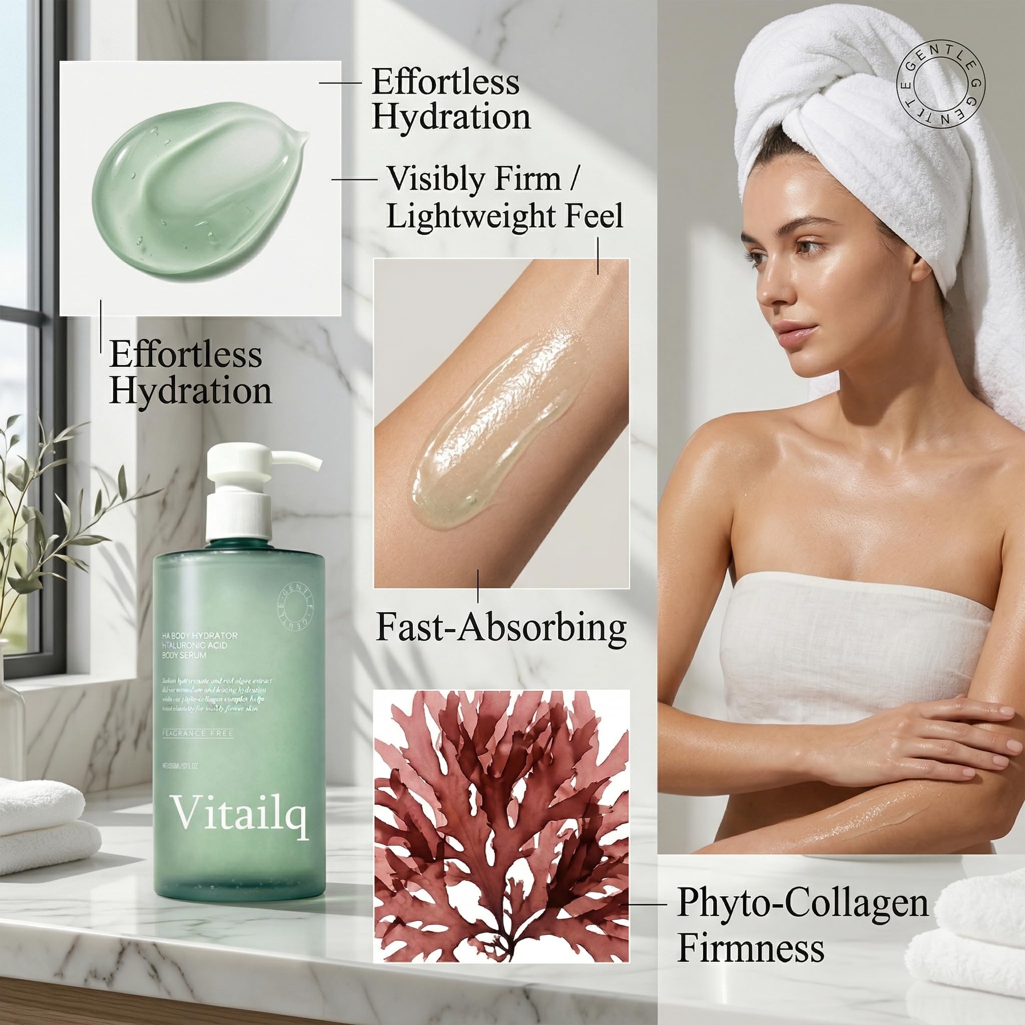 Vitailq Ha Hydrating Body Serum, Body Hydrator Hyaluronic Acid Body Serum, Lightweight Fast-Absorbing Body Care for Deep Hydration & Silky,Non-greasy Skin (1pcs)