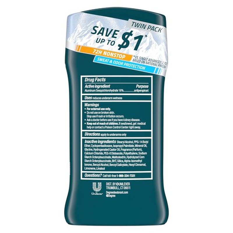 Degree Men Advanced Antiperspirant Deodorant - 72-Hour Sweat & Odor Protection | Everest Scent, 2.7 oz (2 Count)