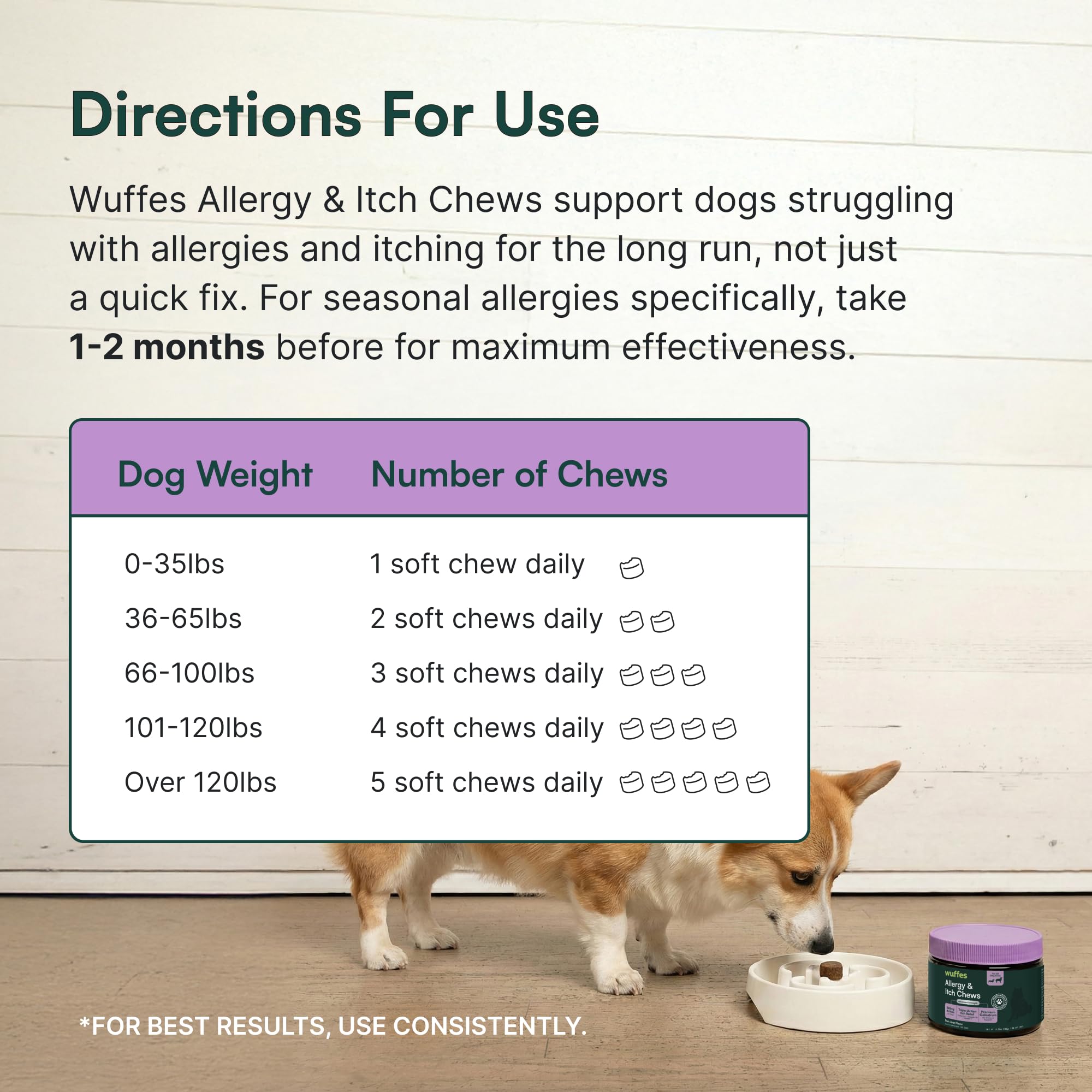Wuffes Allergy & Itch Chews for Dogs, 60 ct